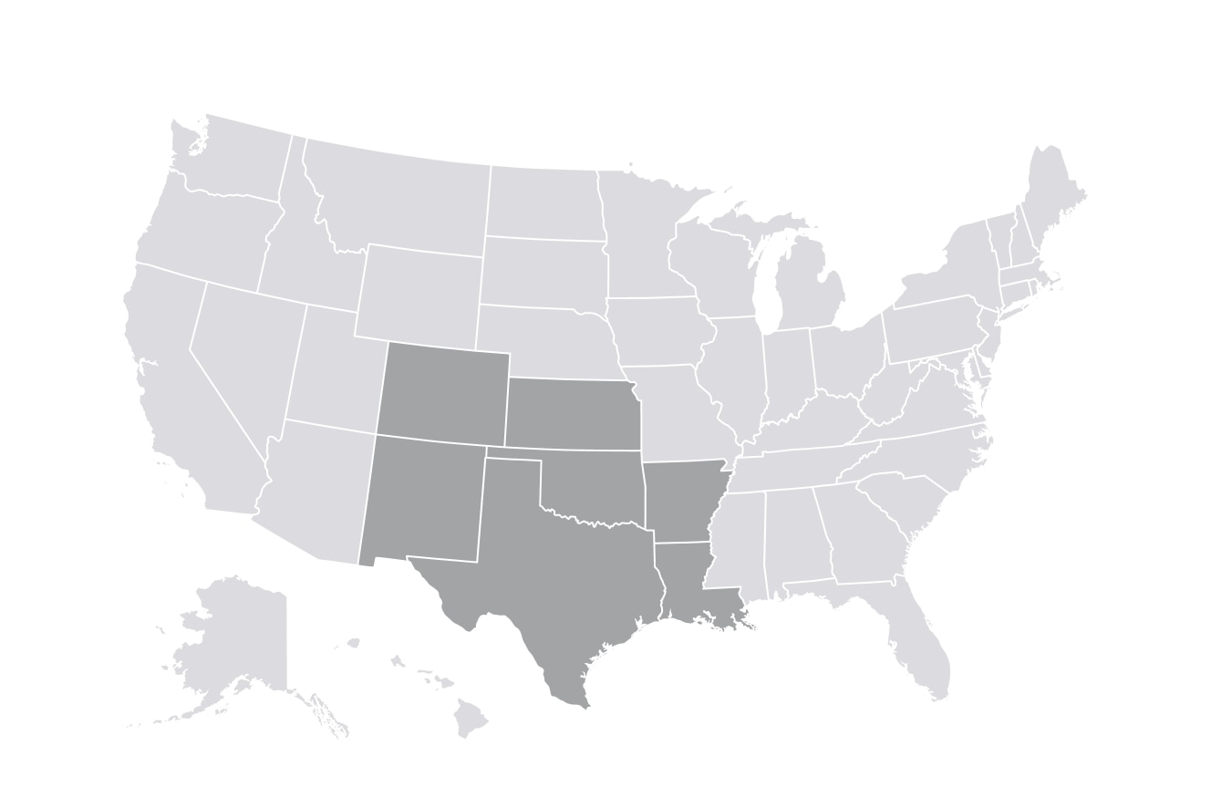 A grayscale map of the Southwest