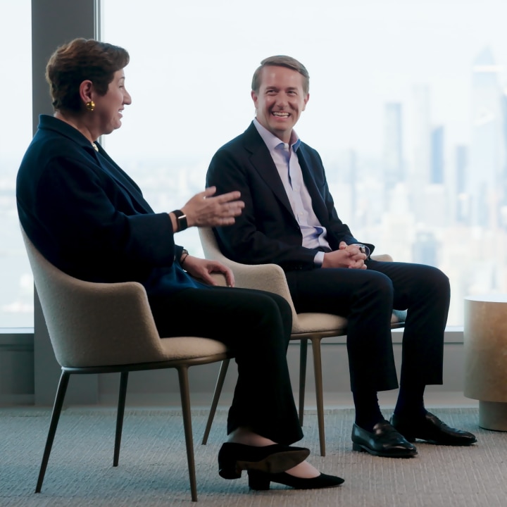 Sharmin Mossavar-Rahmani, chief investment officer of Wealth Management and head of the Investment Strategy Group (ISG), and Matt Weir, managing director within ISG