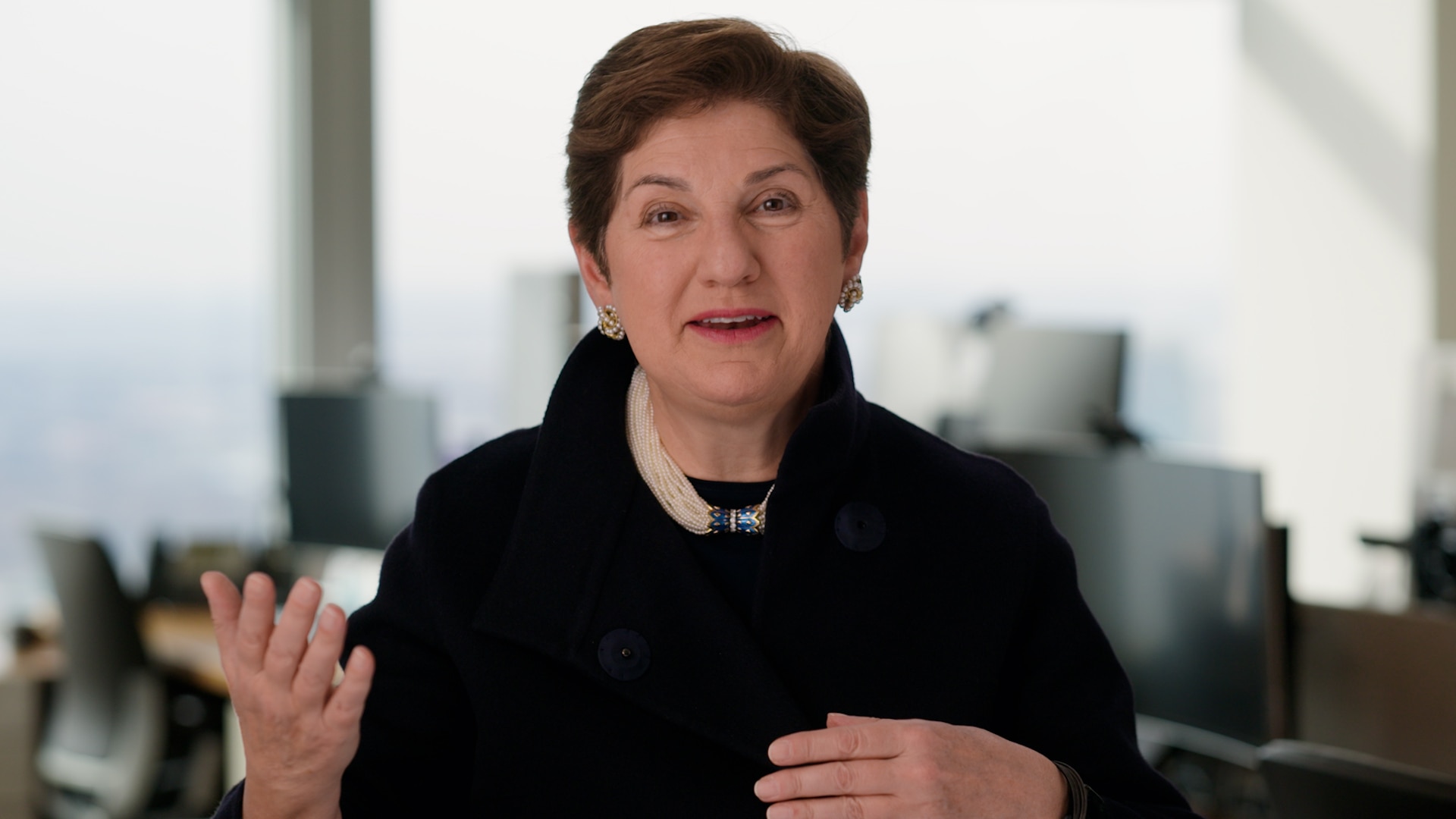 Sharmin Mossavar-Rahmani talking to the camera