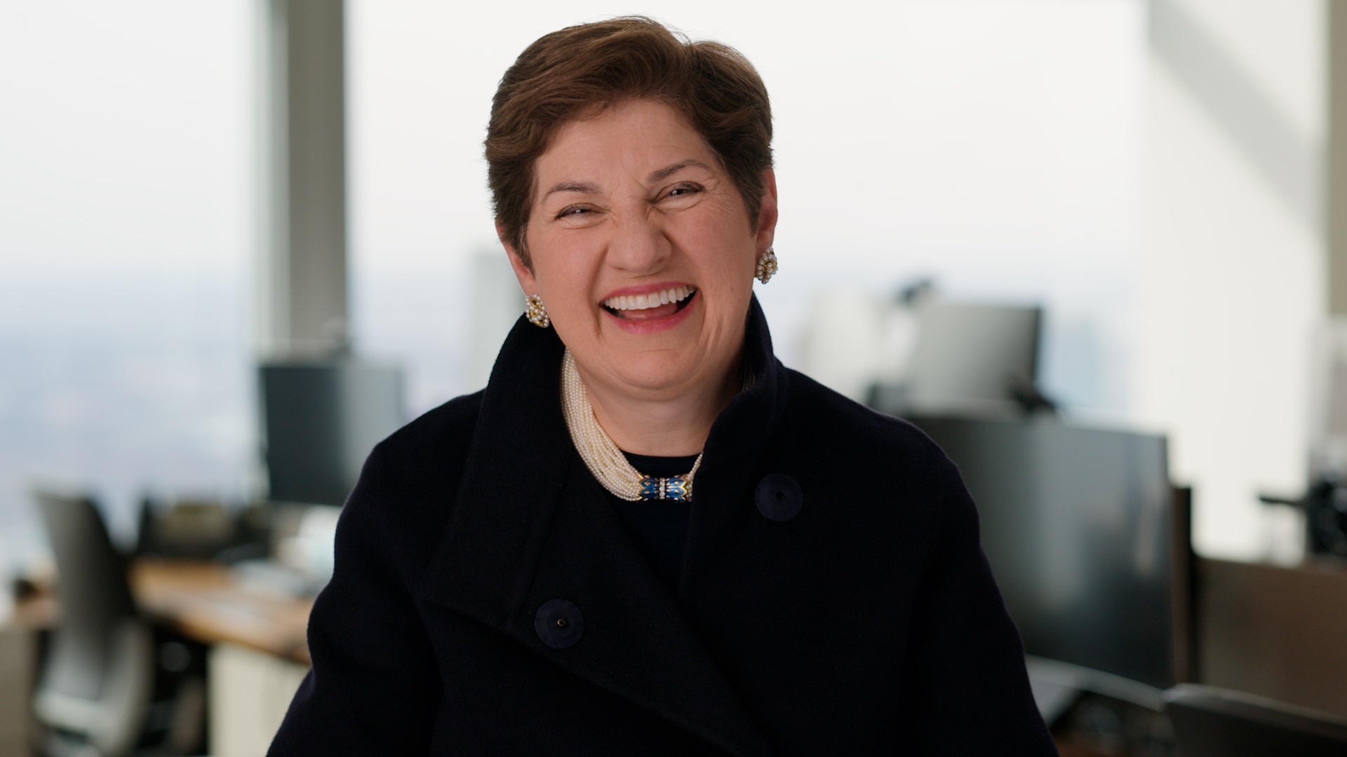 Sharmin Mossavar-Rahmani talking to the camera