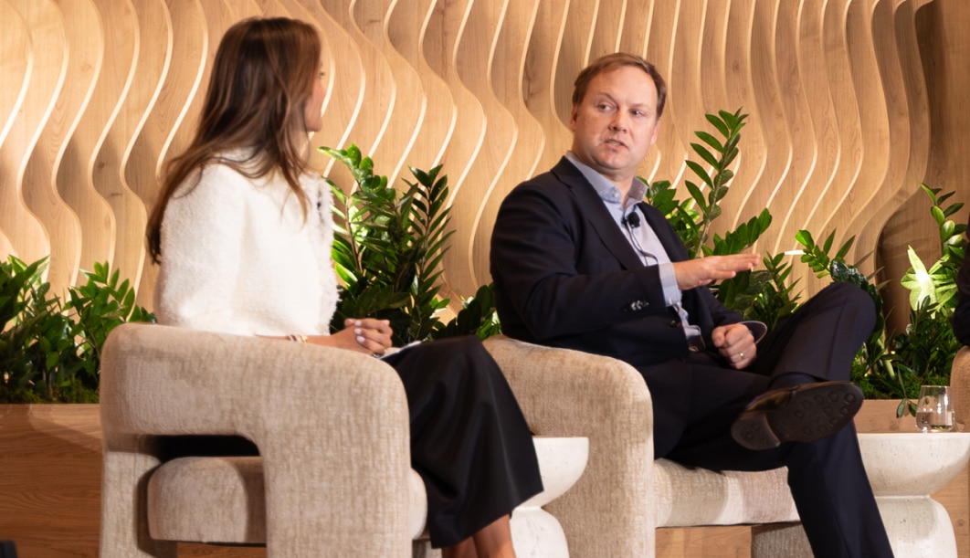 Meena Flynn and Alec Phillips speaking at the 2025 Family Founders Forum.