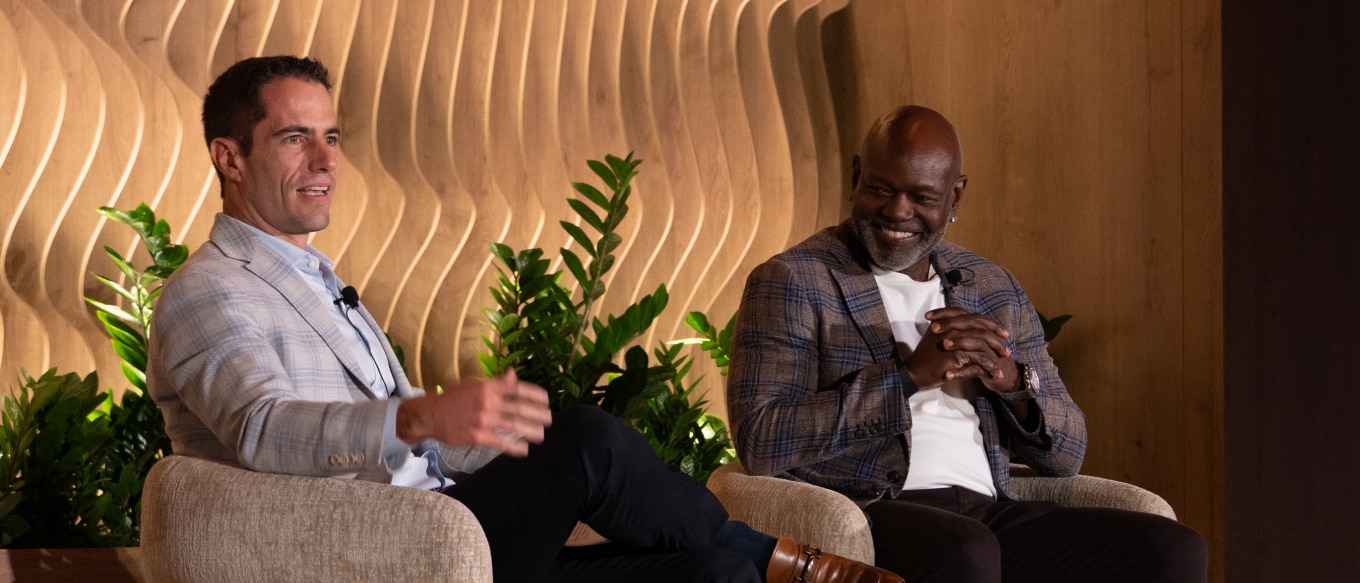 Brian Grzelakowski and Emmitt Smith speaking at the 2025 Family Founders Forum.
