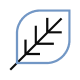 An icon depicting a single leaf outline in blue and black.
